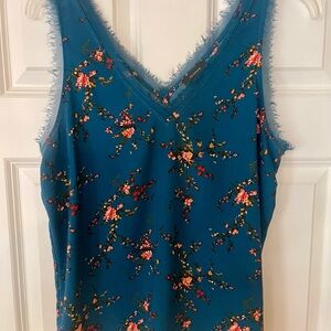 Halogen Teal Floral Camisole Sleeveless Dress Tank